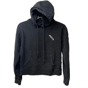 Obey Worldwide black hoodie, S. White roses down side of both arms. Preloved.